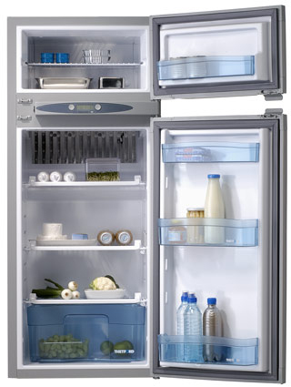 thetford n150 fridge with ample space and secure, adjustable storage features